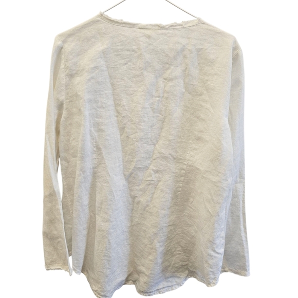 Eileen Fisher White Button Down Top Irish Linen Womens - Picture 4 of 6